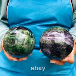 2piec 5.21LB Natural Beautiful Fluorite Energy Magic Ball Reiki Healing 888