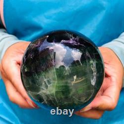 2piec 5.87LB Natural Beautiful Fluorite Energy Magic Ball Reiki Healing 886
