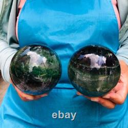 2piec 5.87LB Natural Beautiful Fluorite Energy Magic Ball Reiki Healing 886