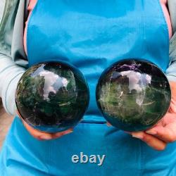 2piec 5.87LB Natural Beautiful Fluorite Energy Magic Ball Reiki Healing 886