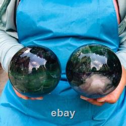 2piec 6.2LB Natural Beautiful Fluorite Energy Magic Ball Reiki Healing 882