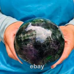 2piec 6.79LB Natural Beautiful Fluorite Energy Magic Ball Reiki Healing 877