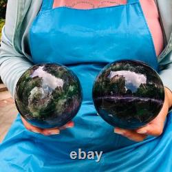 2piec 6.79LB Natural Beautiful Fluorite Energy Magic Ball Reiki Healing 877