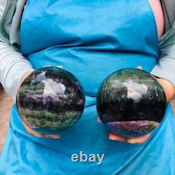 2piec 7.26LB Natural Beautiful Fluorite Energy Magic Ball Reiki Healing 881