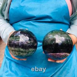 2piec 7.26LB Natural Beautiful Fluorite Energy Magic Ball Reiki Healing 881