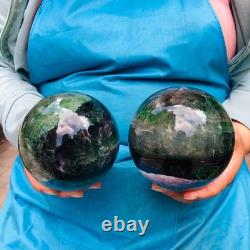 2piec 7.26LB Natural Beautiful Fluorite Energy Magic Ball Reiki Healing 881