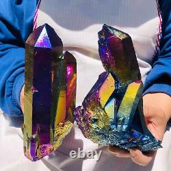 2pieces4.18LB Color Flame Electroplate Quartz Crystal Specimen Healing point 484