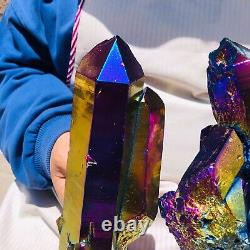 2pieces4.18LB Color Flame Electroplate Quartz Crystal Specimen Healing point 484