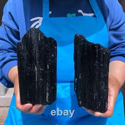 2pieces5.94LB Black Tourmaline Crystal Stone Original Mineral Specimen 654