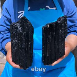 2pieces5.94LB Black Tourmaline Crystal Stone Original Mineral Specimen 654