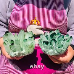 2pieces 3.32LB New Find green PhantomQuartz Crystal Cluster MineralSpecimen 708