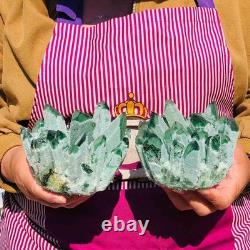 2pieces 3.69LB New Discovery Green Ghost Crystal Cluster Mineral Healing 1821