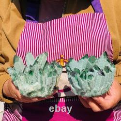 2pieces 3.69LB New Discovery Green Ghost Crystal Cluster Mineral Healing 1821