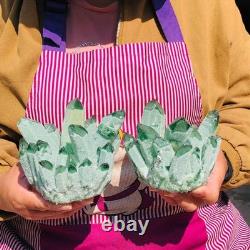 2pieces 4.52LB New Find green PhantomQuartz Crystal Cluster MineralSpecimen 1820