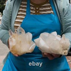 2pieces 5.45LB Natural Clear Quartz Cluster Crystal Mineral Heals Specimen 1464