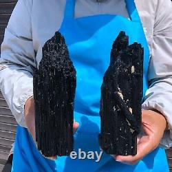 2pieces 5.45 LB Natural Black Tourmaline Crystal Rough Mineral Specimen 1701