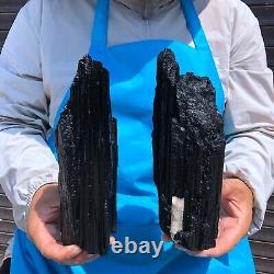 2pieces 5.45 LB Natural Black Tourmaline Crystal Rough Mineral Specimen 1701
