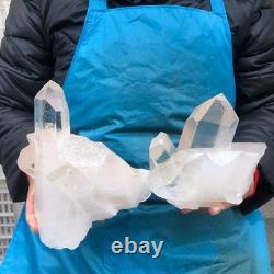 2pieces 5.52LB Natural Clear Quartz Cluster Crystal Mineral Heals Specimen 2975