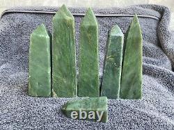 3000 grams Rare Nephrite Jade Obelisk Towers points Healing crystal 06 pieces