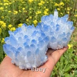 300G Large Rare Baby Blue Phantom Point Quartz Cluster Crystal Home Ornaments
