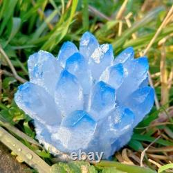 300G Large Rare Baby Blue Phantom Point Quartz Cluster Crystal Home Ornaments