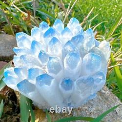 300G Large Rare Baby Blue Phantom Point Quartz Cluster Crystal Home Ornaments