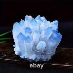 300G Large Rare Baby Blue Phantom Point Quartz Cluster Crystal Home Ornaments