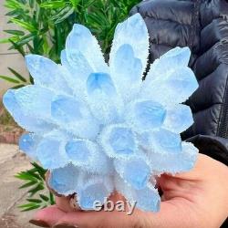 300G Large Rare Baby Blue Phantom Point Quartz Cluster Crystal Home Ornaments