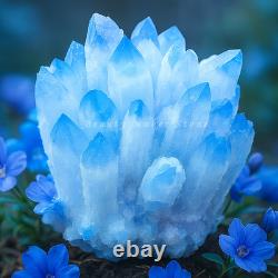 300G Large Rare Baby Blue Phantom Point Quartz Cluster Crystal Home Ornaments