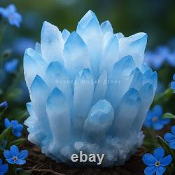 300G Large Rare Baby Blue Phantom Point Quartz Cluster Crystal Home Ornaments
