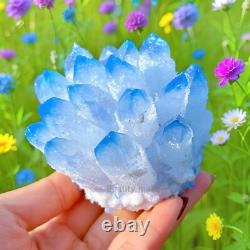 300G Large Rare Baby Blue Phantom Point Quartz Cluster Crystal Home Ornaments