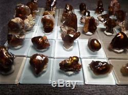 30 Piece Lot Windowed Fire Agate Mounted Display Specimens All With Color