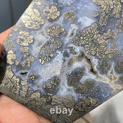 355g New Find Marcasite Flower Agate Crystal Piece Polished Specimen