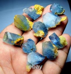 390carats 10pieces lot of lustrous rare blue Celestine specimens cluster+calcite