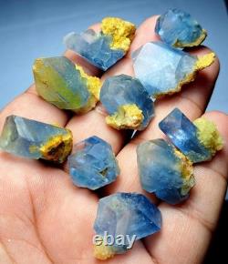 390carats 10pieces lot of lustrous rare blue Celestine specimens cluster+calcite 390carats 10pieces lot of lustrous rare blue Celestine specimens cluster+calcite