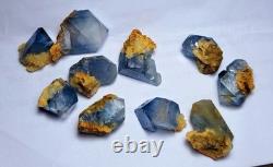 390carats 10pieces lot of lustrous rare blue Celestine specimens cluster+calcite