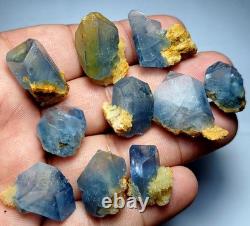 390carats 10pieces lot of lustrous rare blue Celestine specimens cluster+calcite