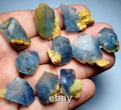 390carats 10pieces lot of lustrous rare blue Celestine specimens cluster+calcite