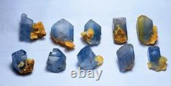 390carats 10pieces lot of lustrous rare blue Celestine specimens cluster+calcite