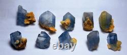 390carats 10pieces lot of lustrous rare blue Celestine specimens cluster+calcite