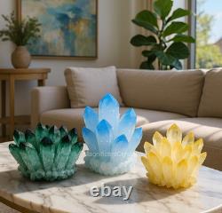 3PCSNatural Blue Green Yellow Phantom Cluster Rough Geode Reiki Quartz Display
