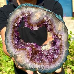 3.19LB Amazing large and thick natural amethyst hole piece F482