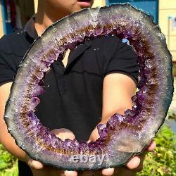 3.36LB Amazing large and thick natural amethyst hole piece F484