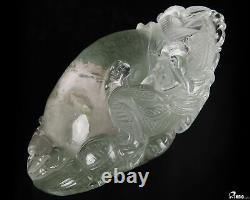 3.5 Phantom Quartz Rock Crystal Carved Crystal Dragon Handle piece, Healing