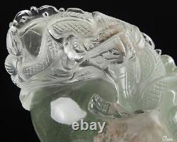 3.5 Phantom Quartz Rock Crystal Carved Crystal Dragon Handle piece, Healing