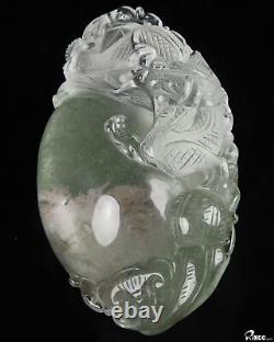 3.5 Phantom Quartz Rock Crystal Carved Crystal Dragon Handle piece, Healing