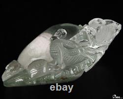 3.5 Phantom Quartz Rock Crystal Carved Crystal Dragon Handle piece, Healing