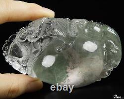 3.5 Phantom Quartz Rock Crystal Carved Crystal Dragon Handle piece, Healing