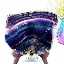3.74LB Natural Rainbow Fluorite Crystal Slab Quartz Piece Healing Specimen decor