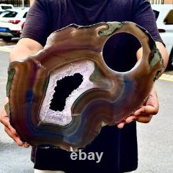 3.76LB Natural Amethyst Agate Crystal Hand cut Piece Specimen Healing